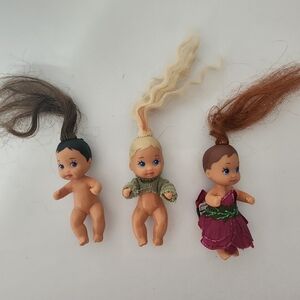 Set Of 3 Vintage Mattel Barbie Baby Dolls  Red Brunette Blonde Long Hair Kidcore